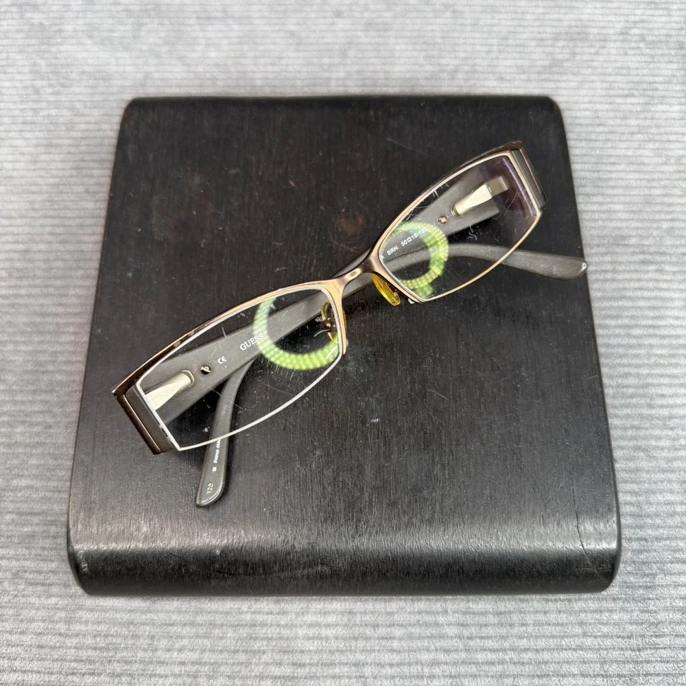 GUESS GU1463A BRN Brown Rectangular Half‎ Rim Y2K Eyeglasses 50-15-130